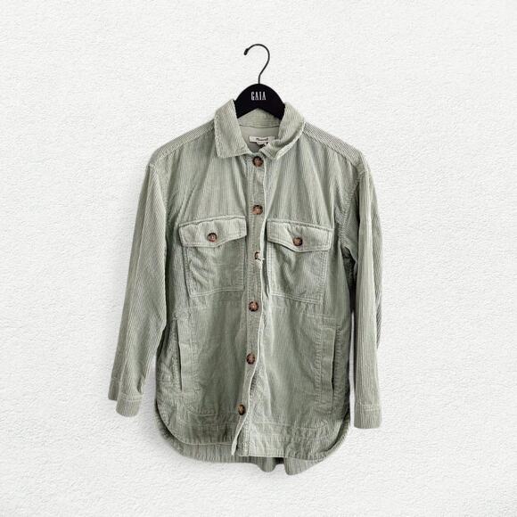 Madewell Corduroy Yorkway Shacket in Sage Mist - Picture 1 of 7